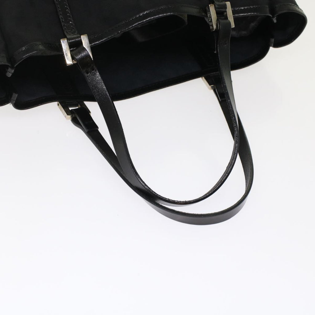 FENDI Zucchino Canvas Tote Bag Nylon Leather Black  49283