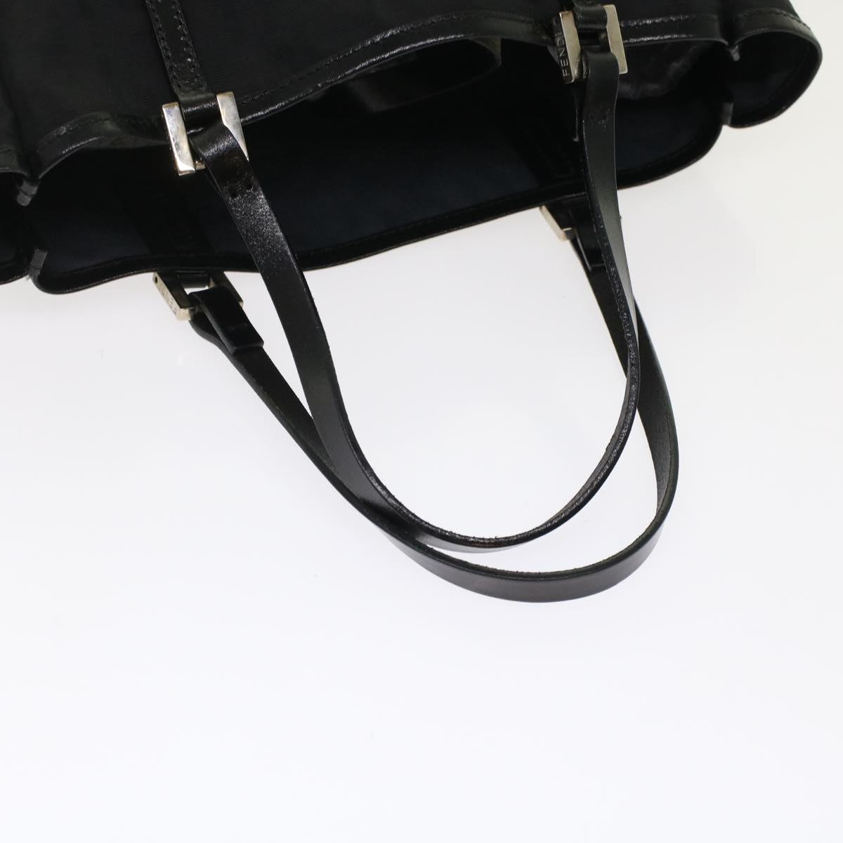 FENDI Zucchino Canvas Tote Bag Nylon Leather Black  49283