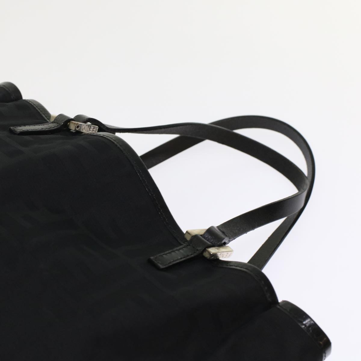 FENDI Zucchino Canvas Tote Bag Nylon Leather Black  49283