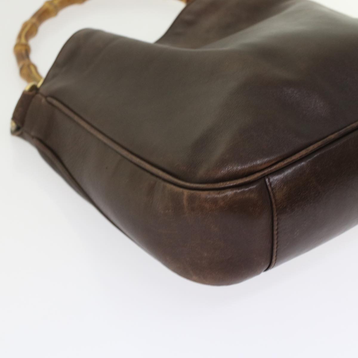 GUCCI Bamboo Hand Bag Leather 2way Brown  49284