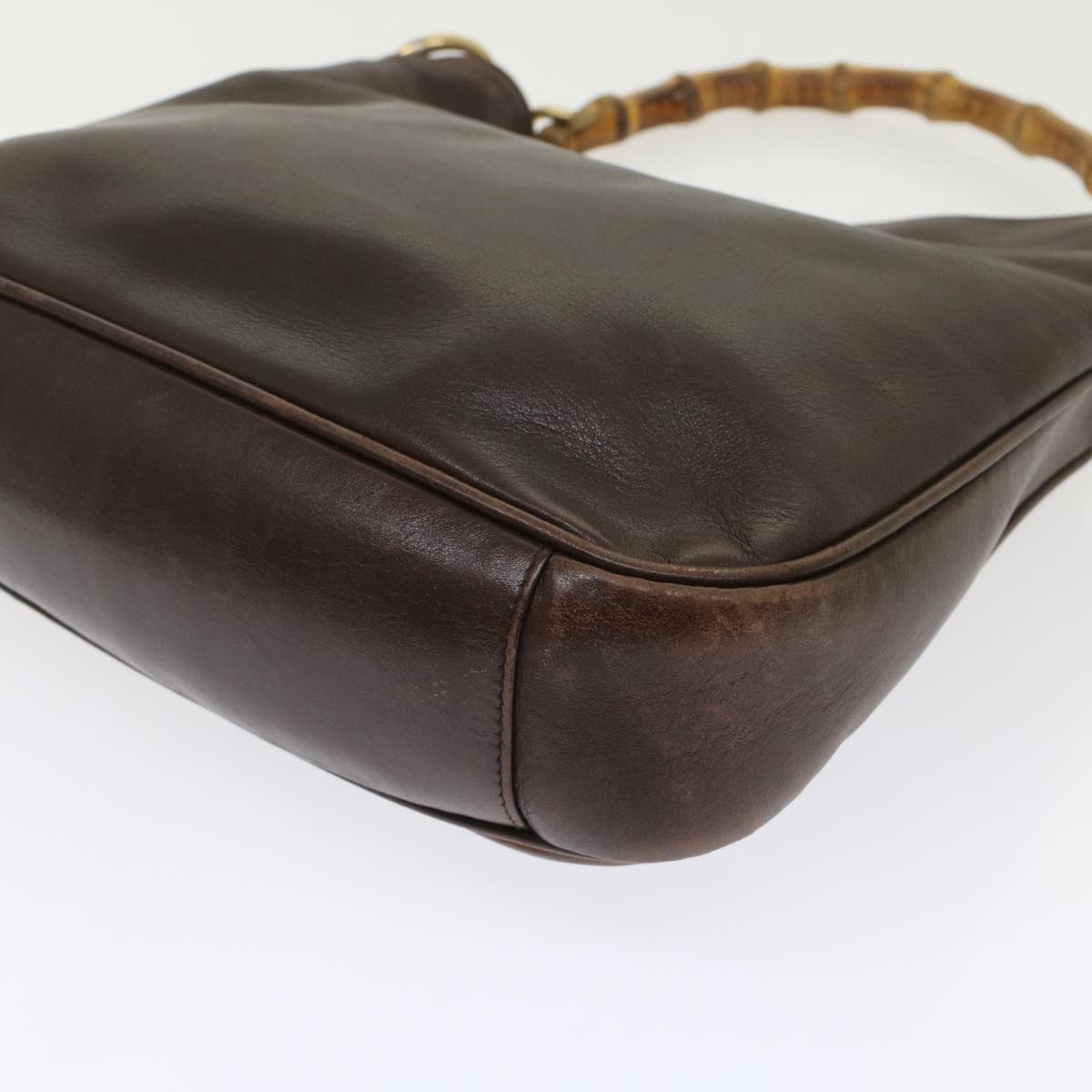 GUCCI Bamboo Hand Bag Leather 2way Brown  49284