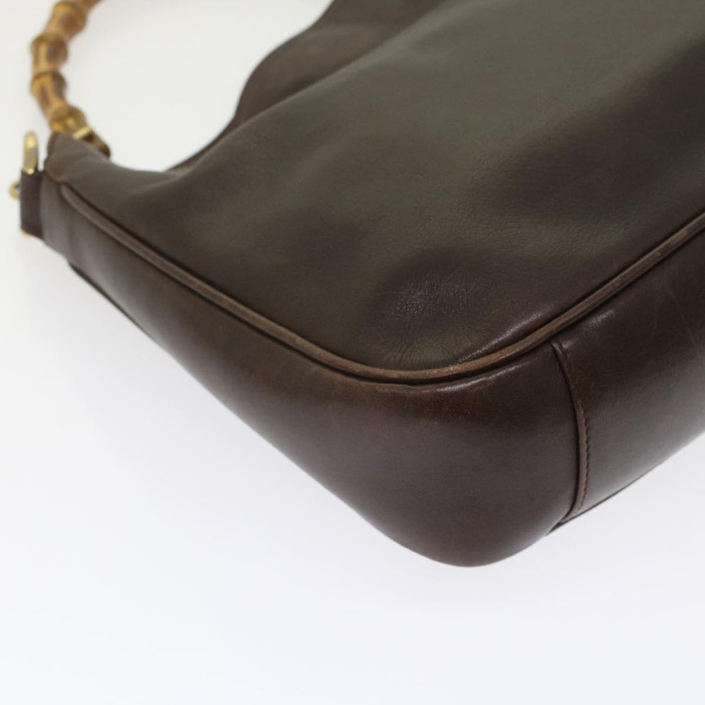 GUCCI Bamboo Hand Bag Leather 2way Brown  49284