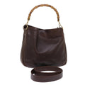 GUCCI Bamboo Hand Bag Leather 2way Brown  49284