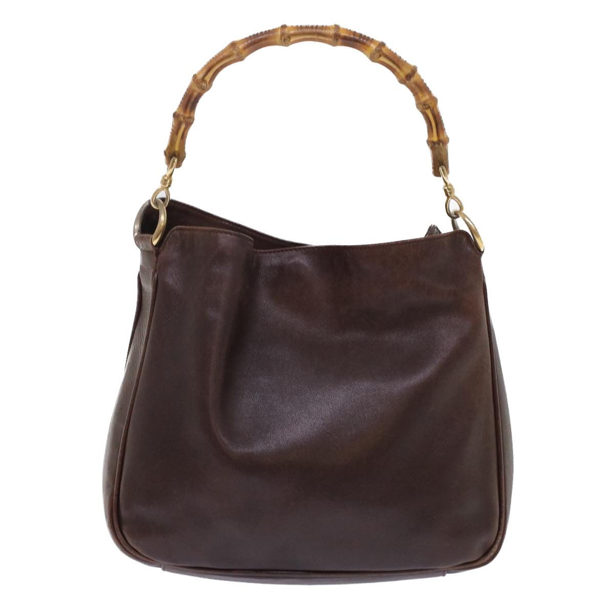 GUCCI Bamboo Hand Bag Leather 2way Brown  49284