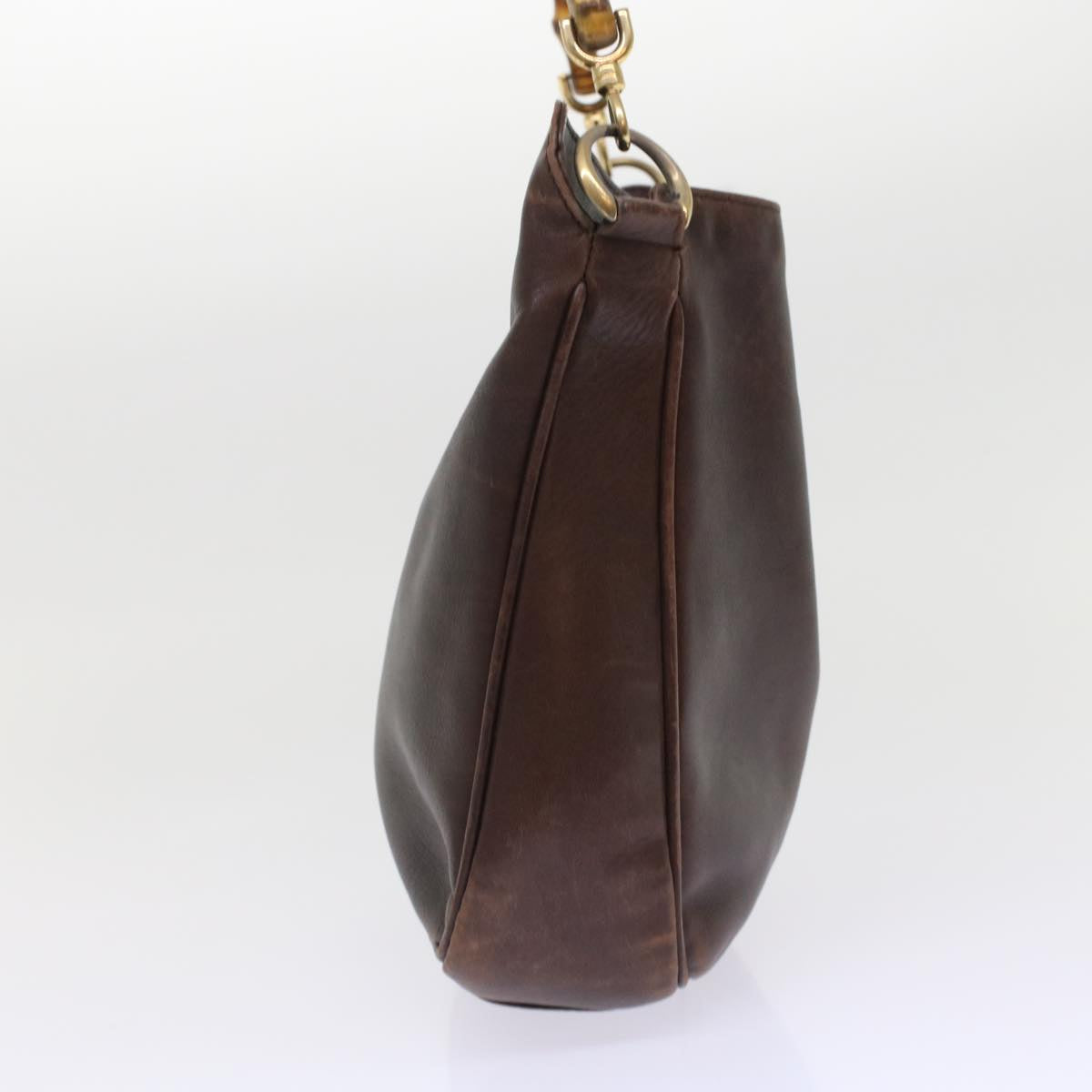 GUCCI Bamboo Hand Bag Leather 2way Brown  49284