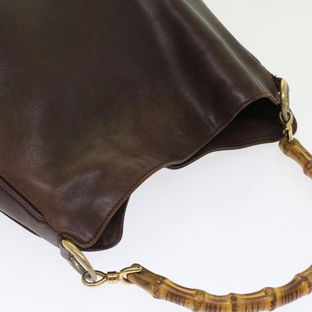 GUCCI Bamboo Hand Bag Leather 2way Brown  49284