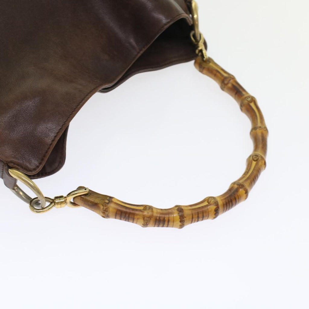 GUCCI Bamboo Hand Bag Leather 2way Brown  49284