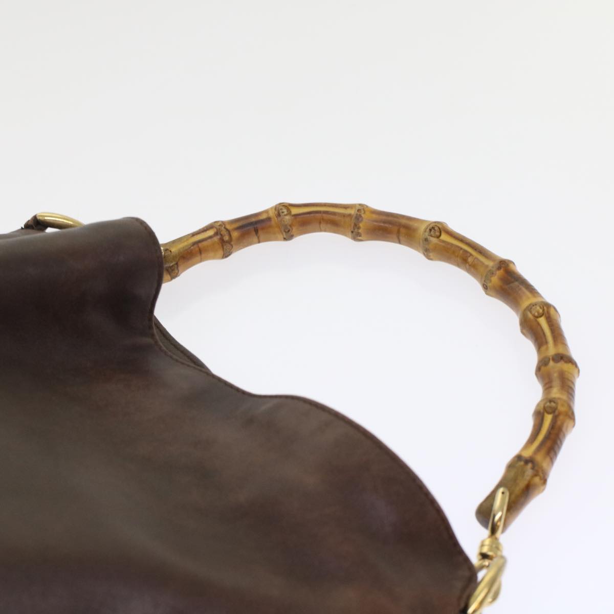 GUCCI Bamboo Hand Bag Leather 2way Brown  49284