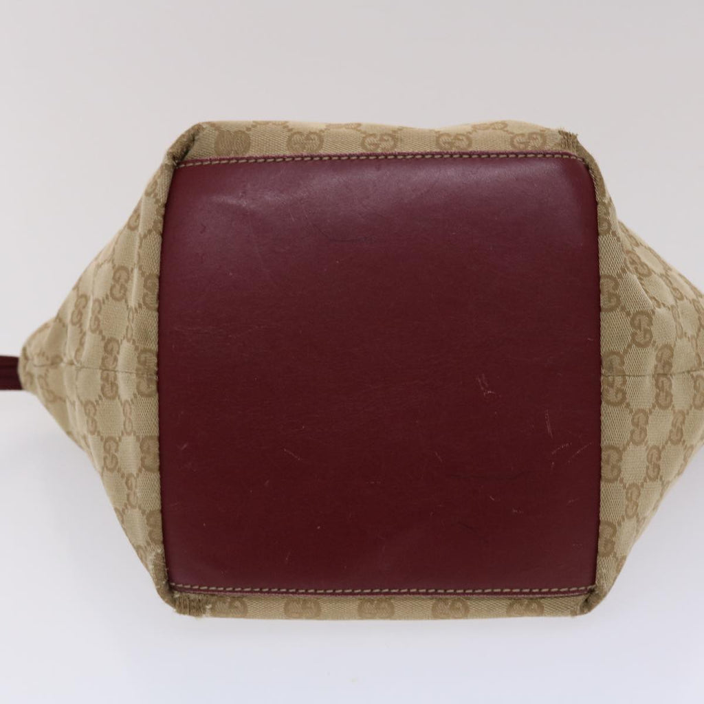 GUCCI GG Canvas Sherry Line Hand Bag Canvas Beige Red White 131228  49286