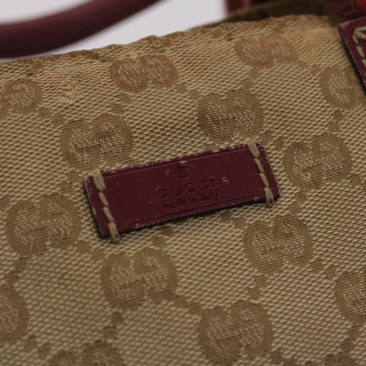 GUCCI GG Canvas Sherry Line Hand Bag Canvas Beige Red White 131228  49286