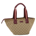 GUCCI GG Canvas Sherry Line Hand Bag Canvas Beige Red White 131228  49286