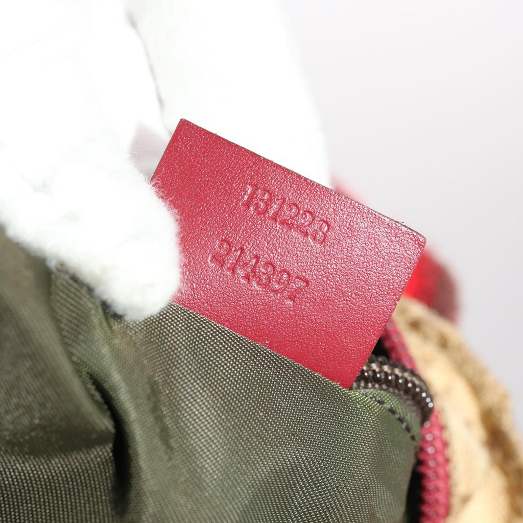 GUCCI GG Canvas Sherry Line Hand Bag Canvas Beige Red White 131228  49286