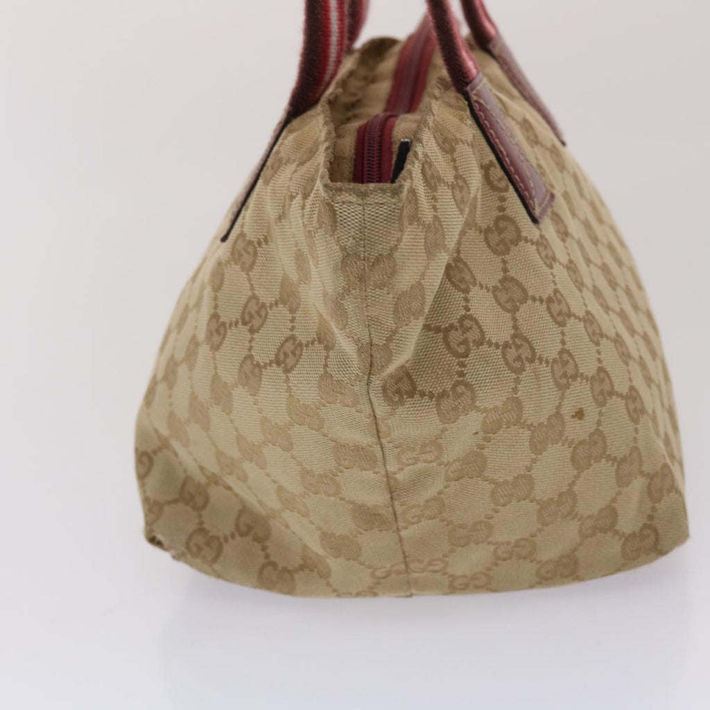 GUCCI GG Canvas Sherry Line Hand Bag Canvas Beige Red White 131228  49286