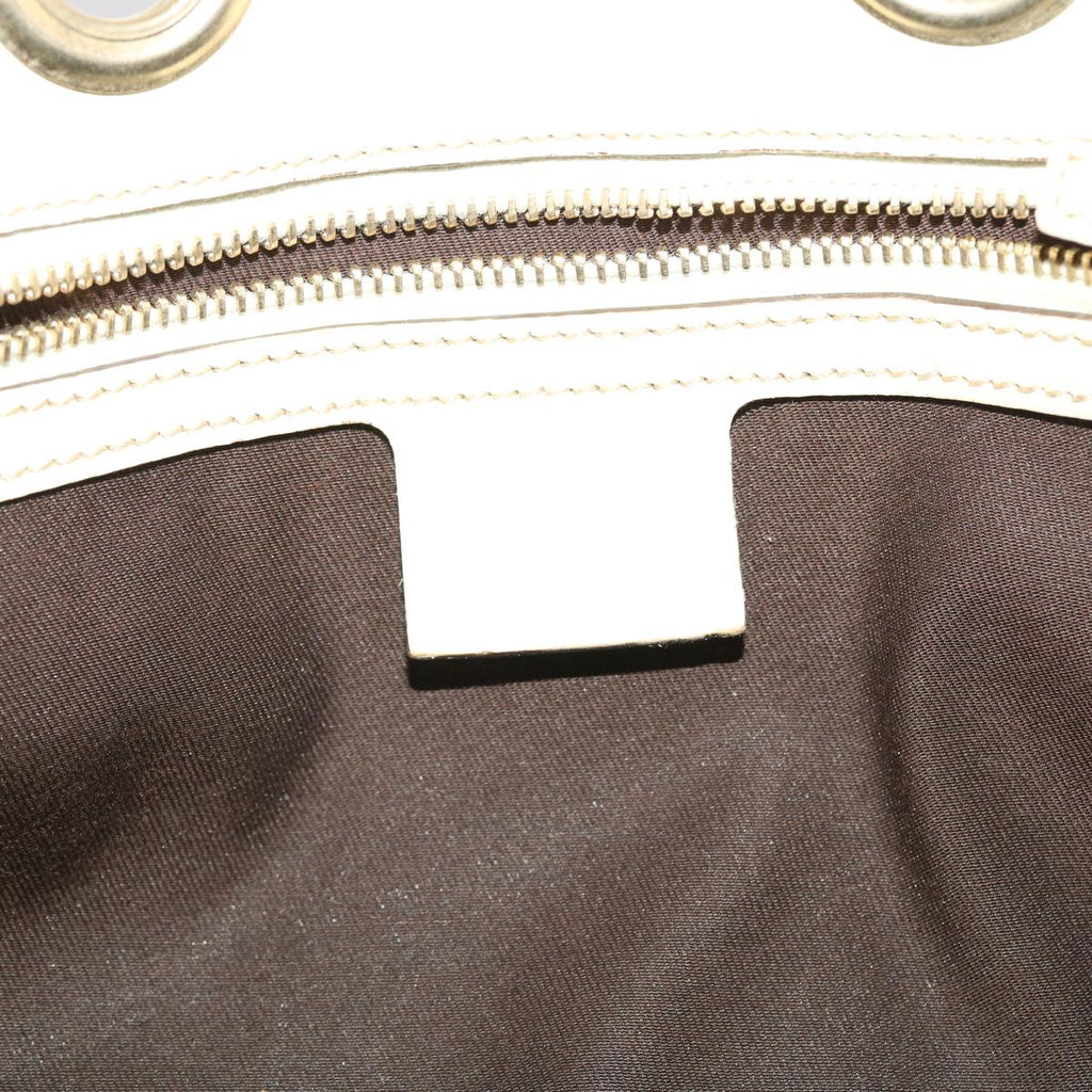 GUCCI GG Canvas Tote Bag Canvas Leather Beige White 162879  49289