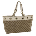 GUCCI GG Canvas Tote Bag Canvas Leather Beige White 162879  49289