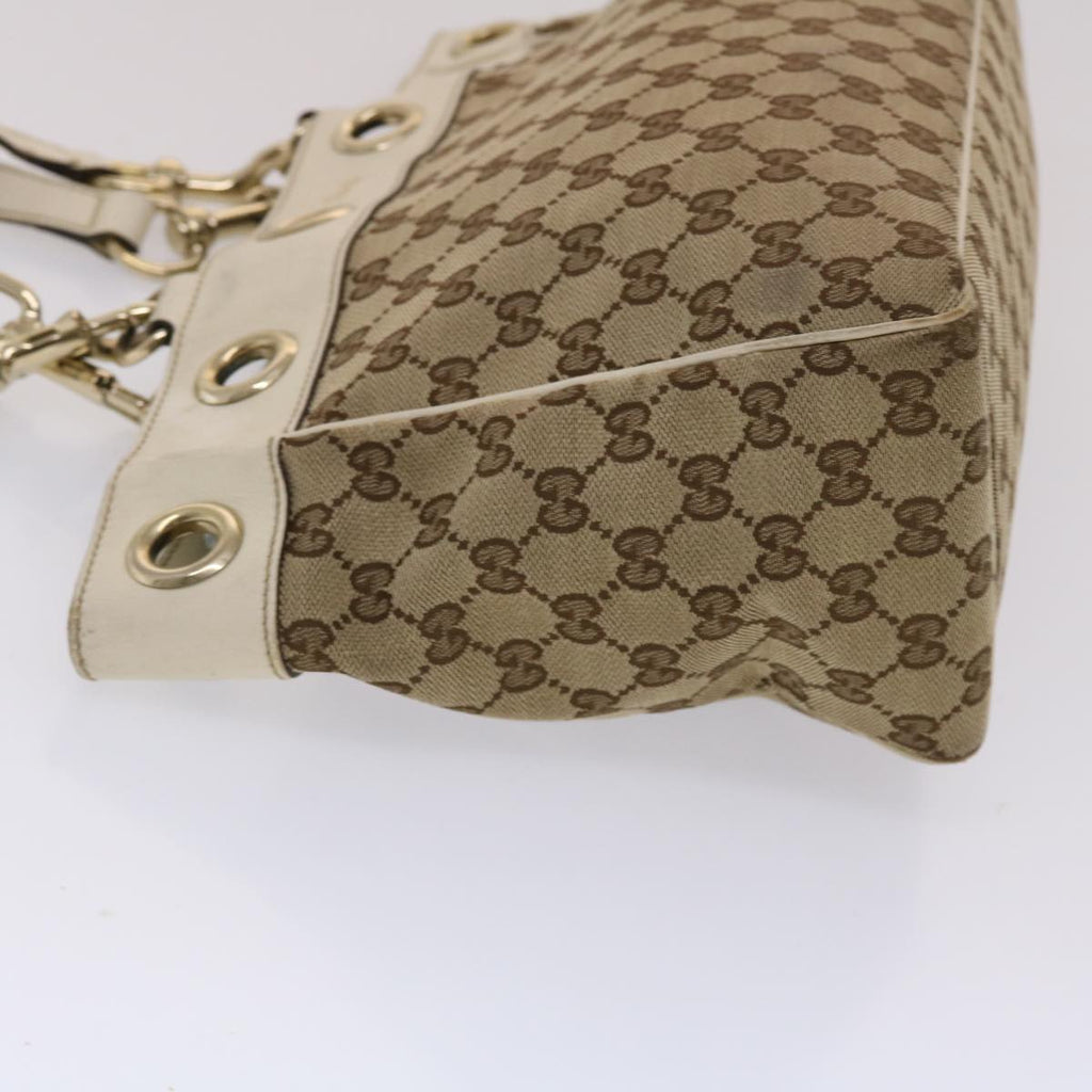 GUCCI GG Canvas Tote Bag Canvas Leather Beige White 162879  49289