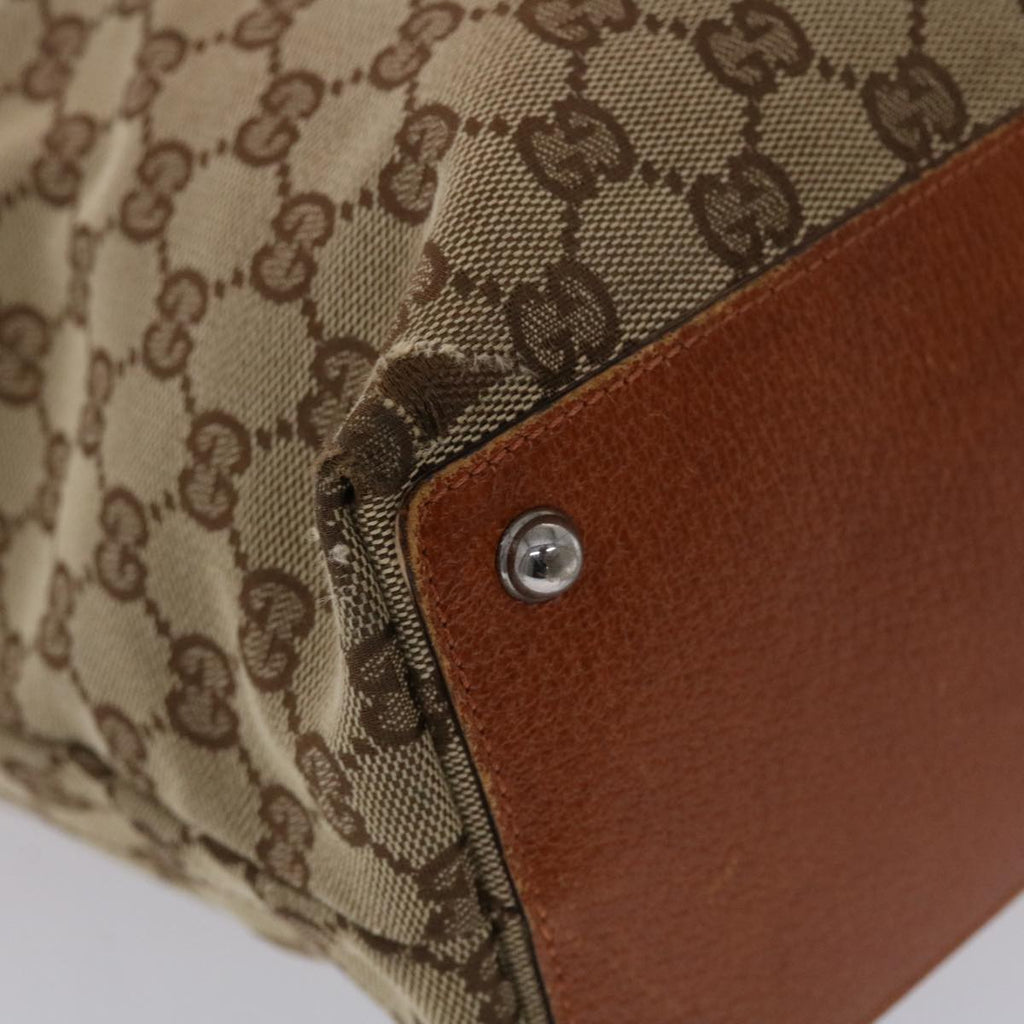GUCCI GG Canvas Tote Bag Canvas Leather Beige Brown 120836  49290