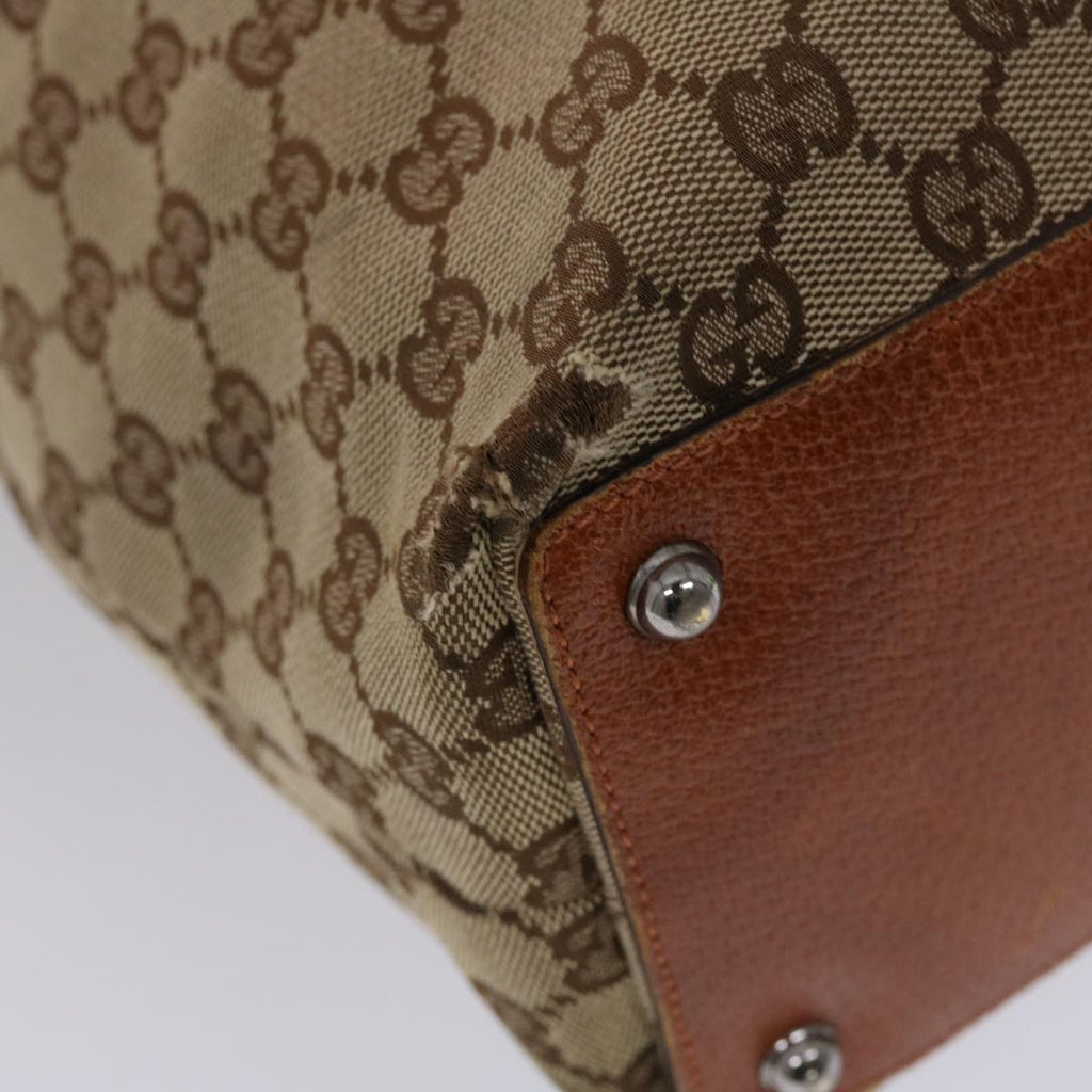 GUCCI GG Canvas Tote Bag Canvas Leather Beige Brown 120836  49290