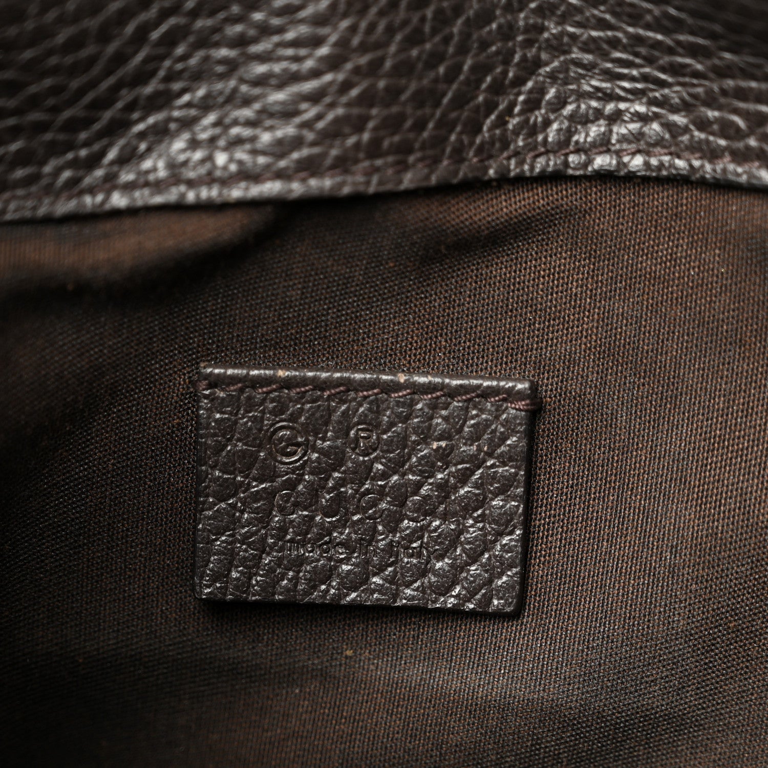 Gucci Monogram Dollar Calfskin O Drawstring Backpack Beige Ebony Testa di Moro Dark Chocolate
