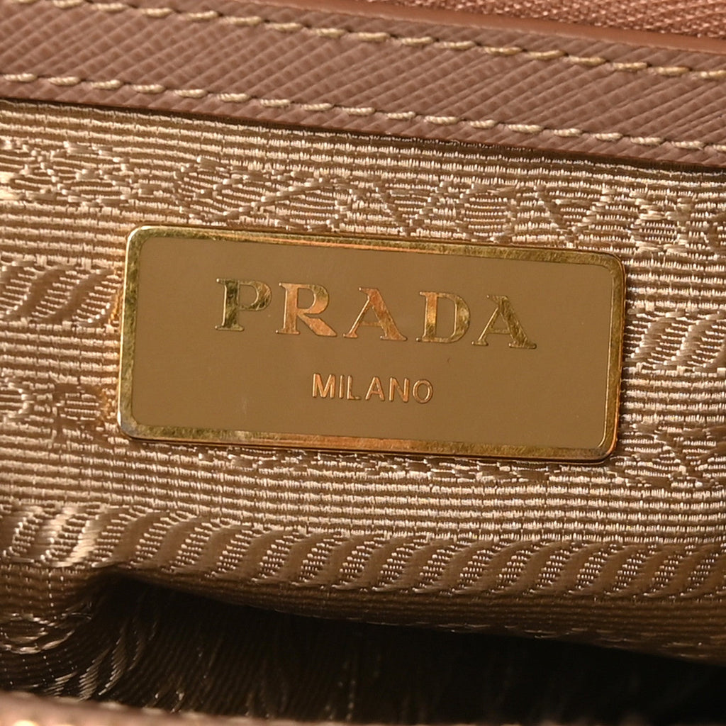 Prada Saffiano Small Galleria Double Zip Tote Cammeo