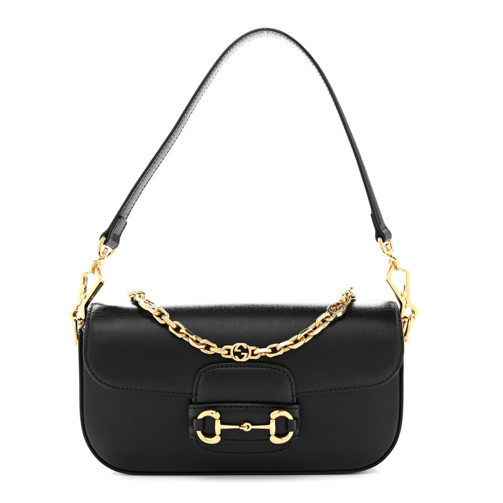 Gucci Azalea Calfskin Small Horsebit 1955 Chain Shoulder Bag Black