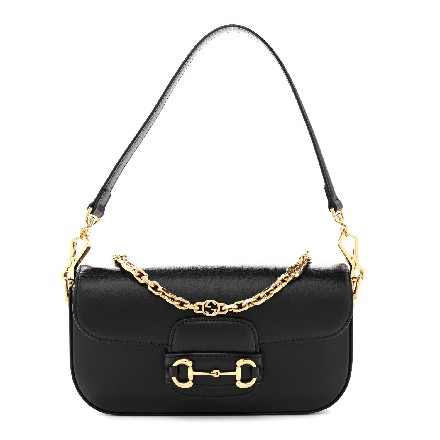 Gucci Azalea Calfskin Small Horsebit 1955 Chain Shoulder Bag Black