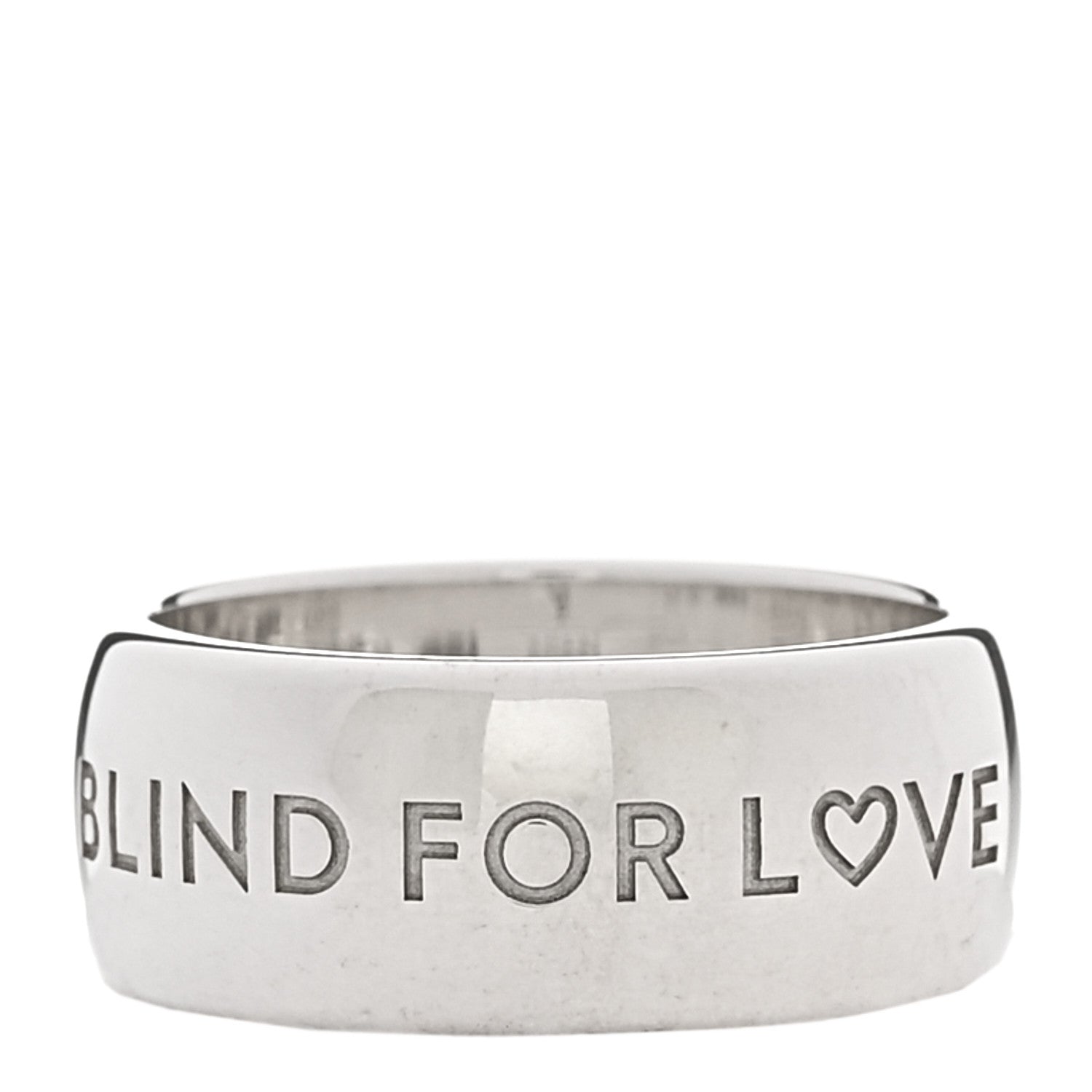 Gucci Sterling Silver Blind for Love Band Wide Ring 60 9