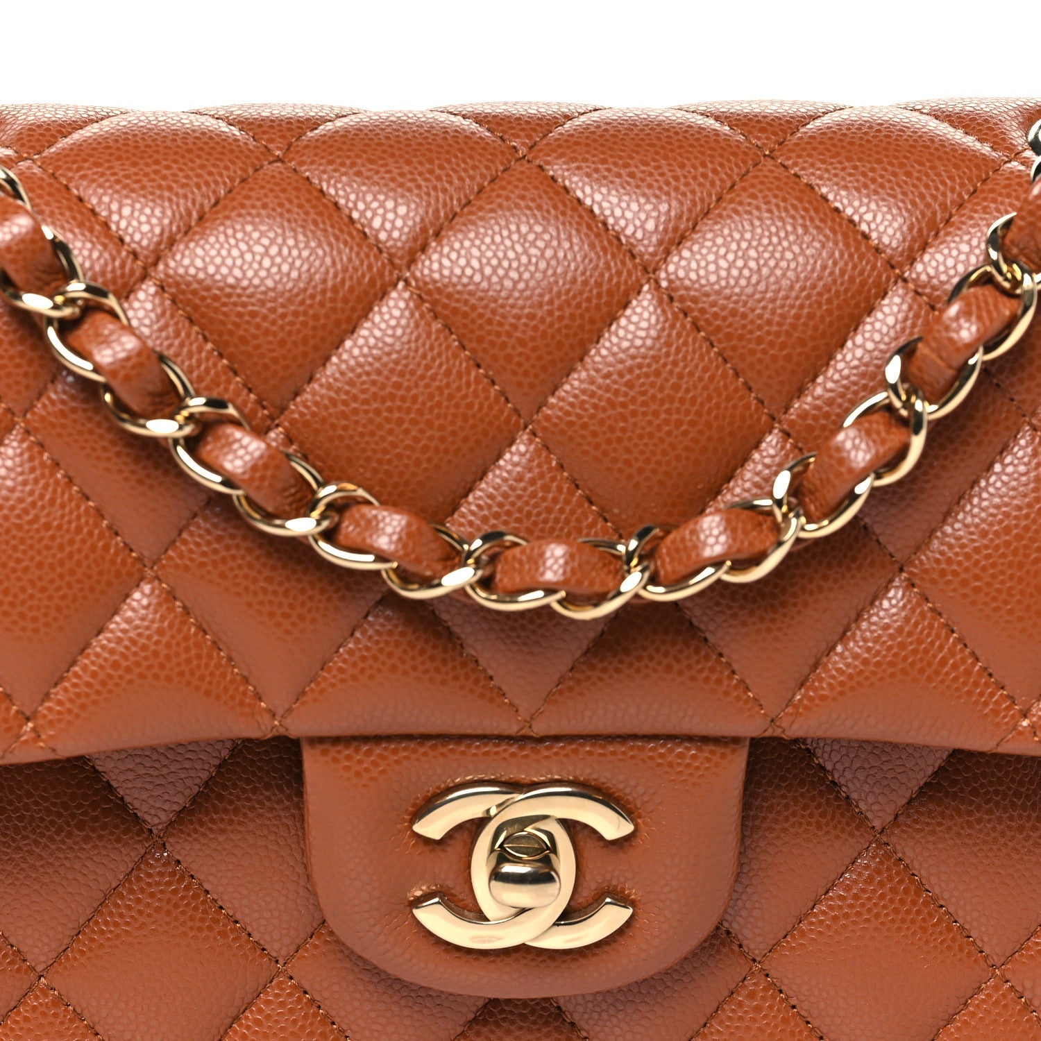 Chanel Caviar Quilted Small Double Flap Light Brown