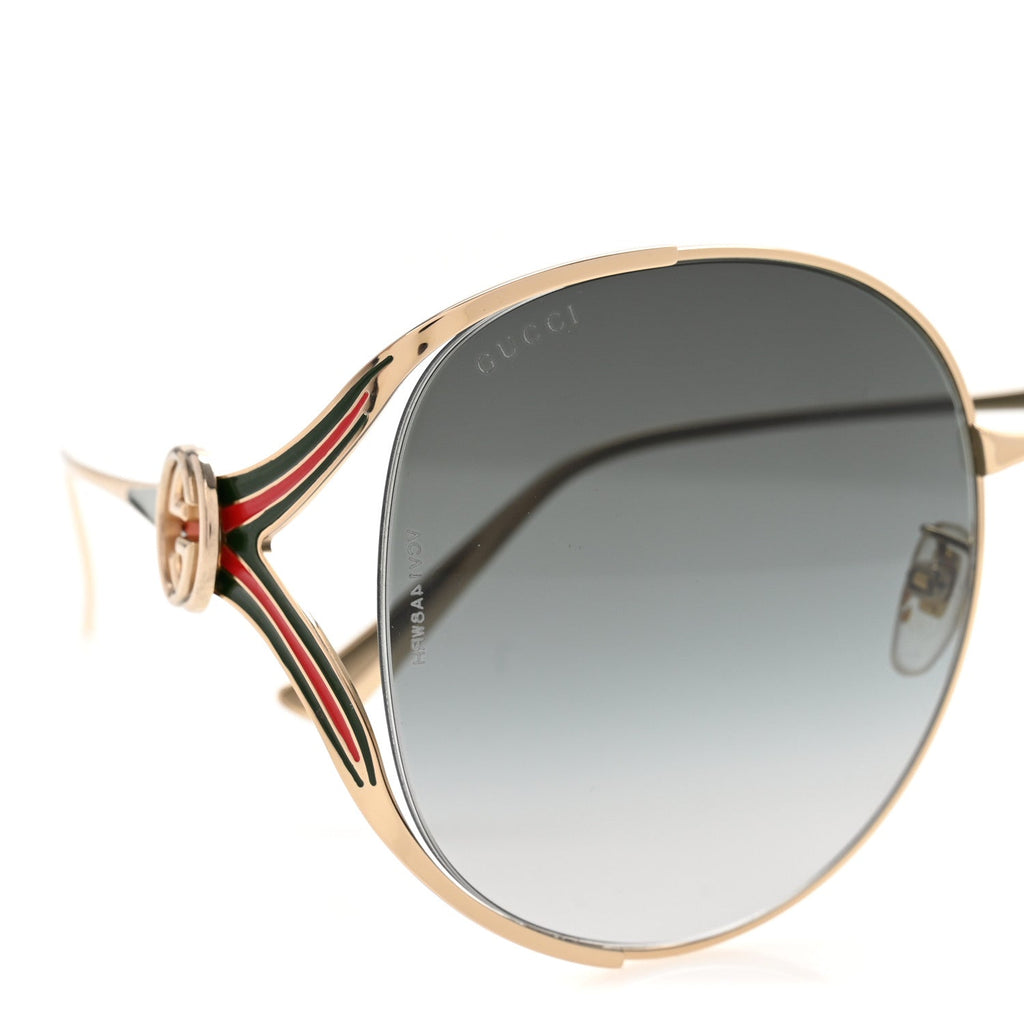 Gucci Metal Oversized Round Frame GG0225S Sunglasses Gold