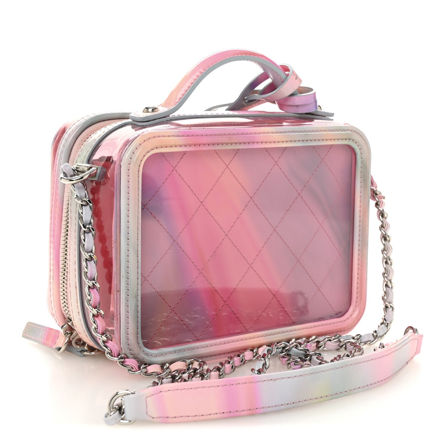 Chanel PVC Lambskin Filigree Small CC Filigree Vanity Case Pink Multicolor