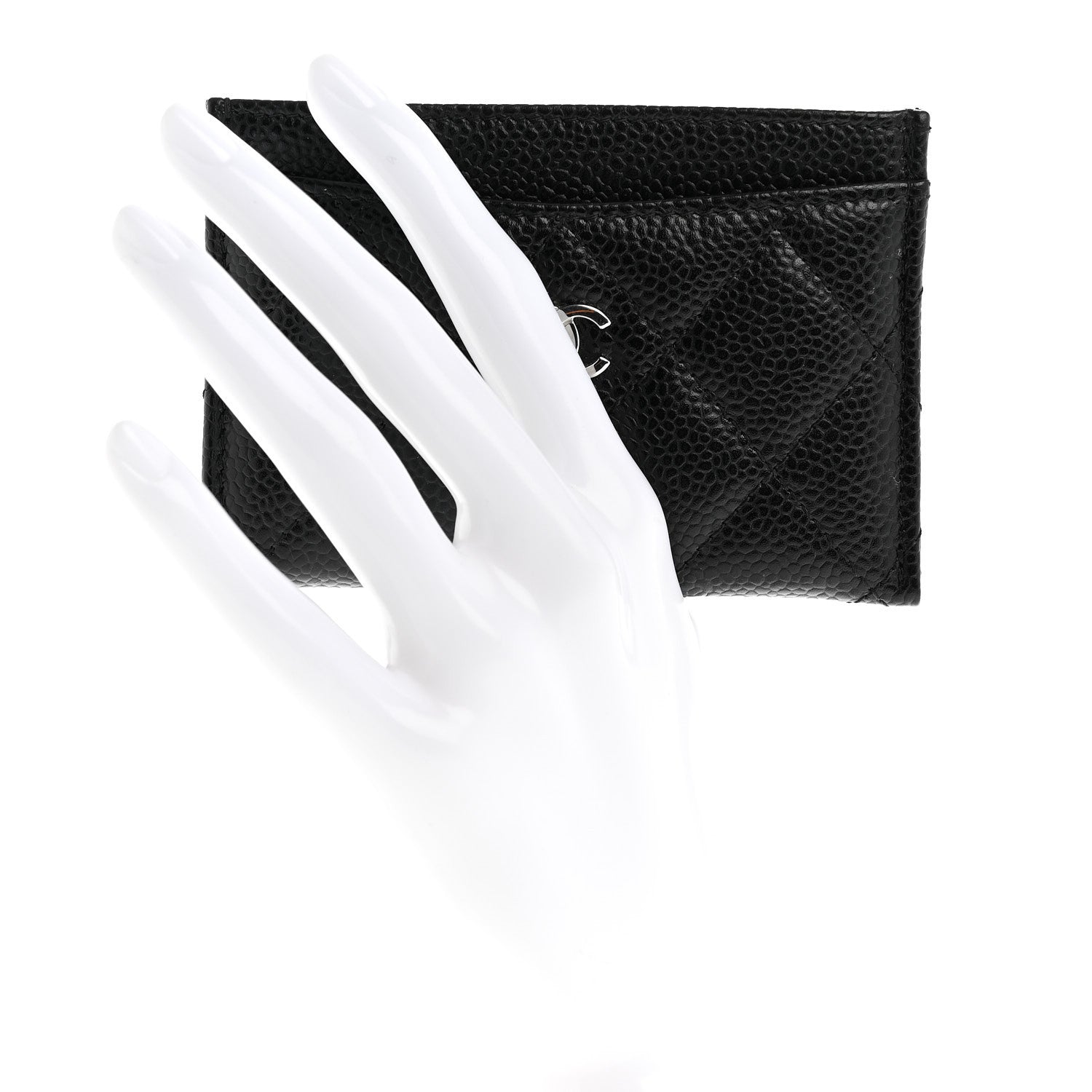 Caviar Quilted Card Holder Black