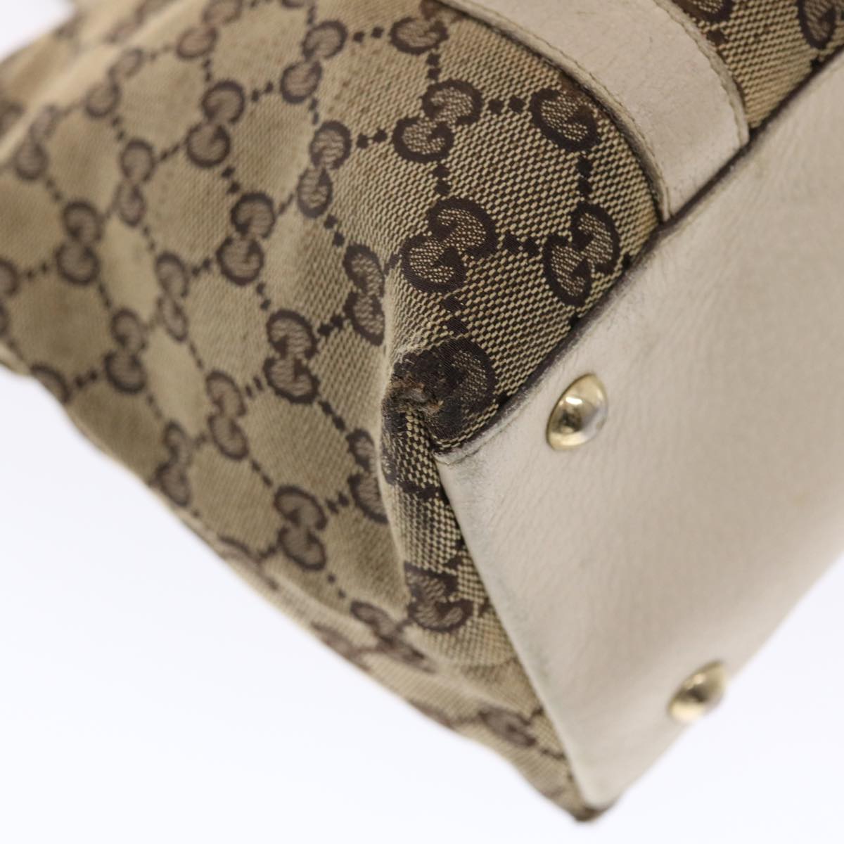 GUCCI GG Canvas Shoulder Bag Leather Beige 141470  49445
