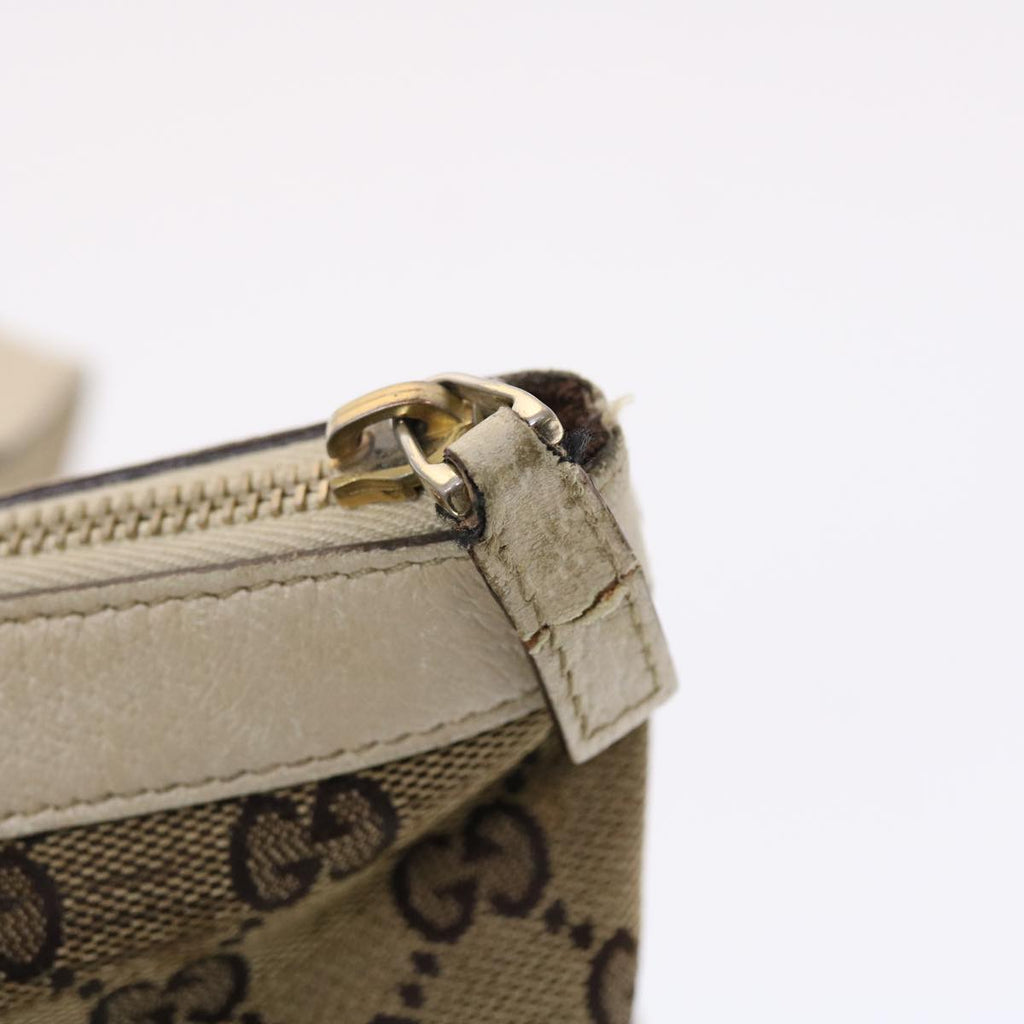 GUCCI GG Canvas Shoulder Bag Leather Beige 141470  49445