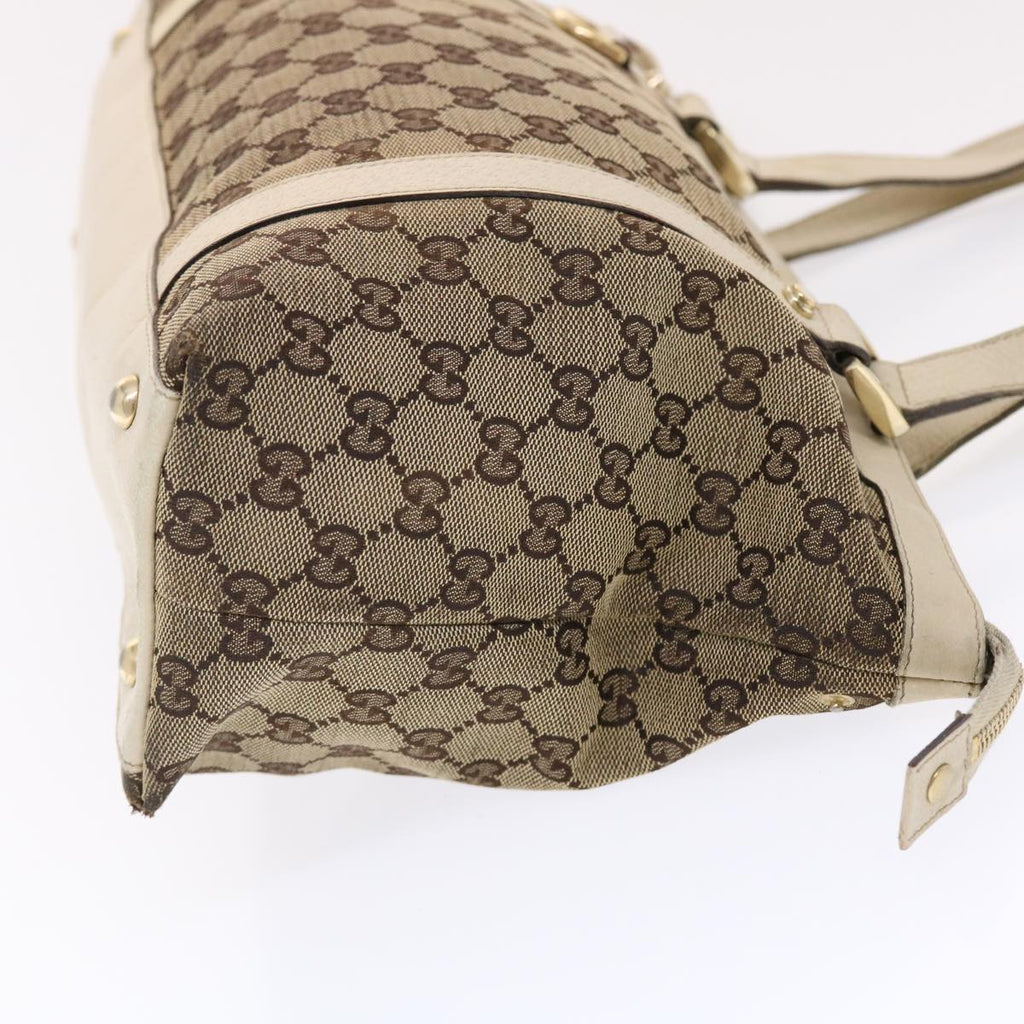 GUCCI GG Canvas Shoulder Bag Leather Beige 141470  49445