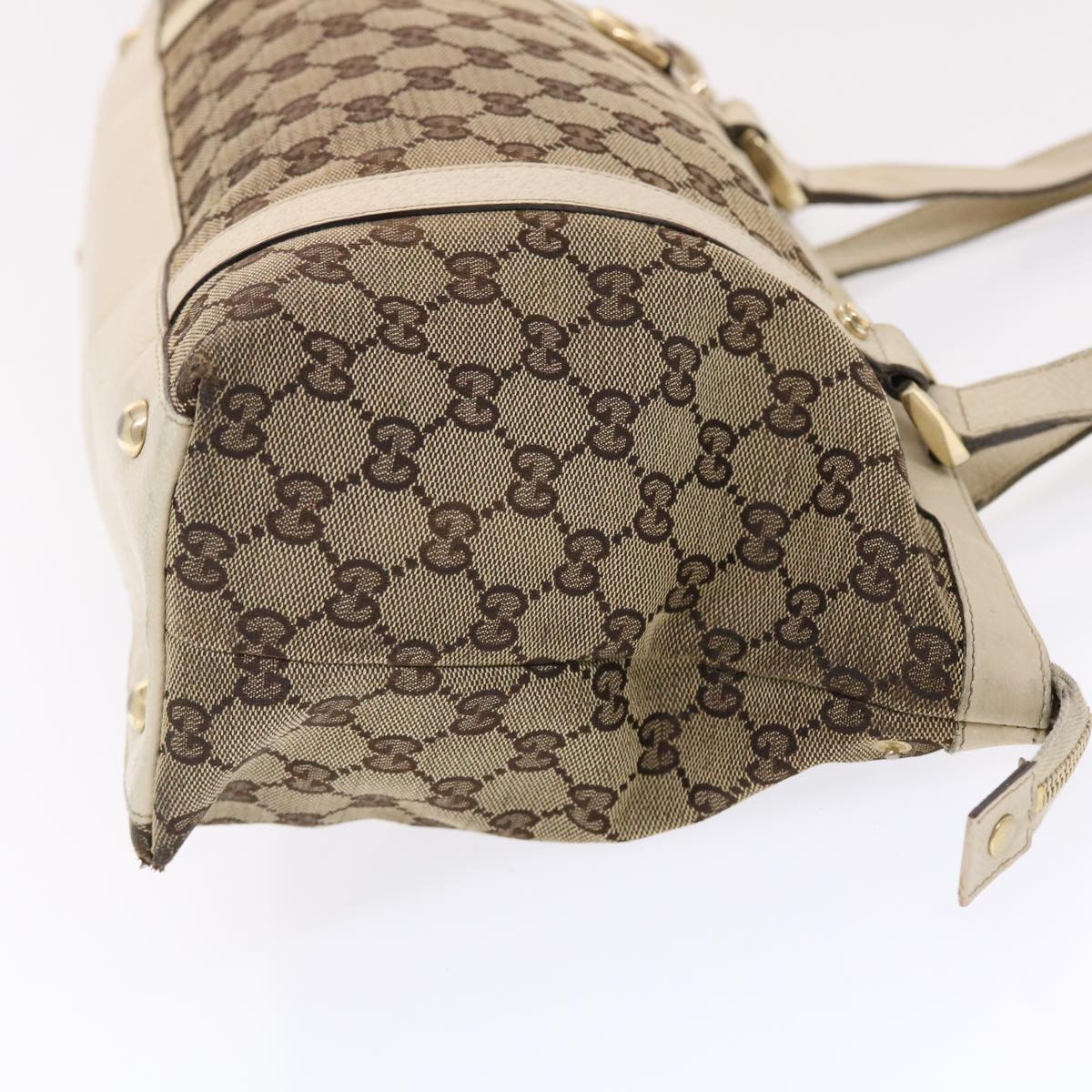 GUCCI GG Canvas Shoulder Bag Leather Beige 141470  49445
