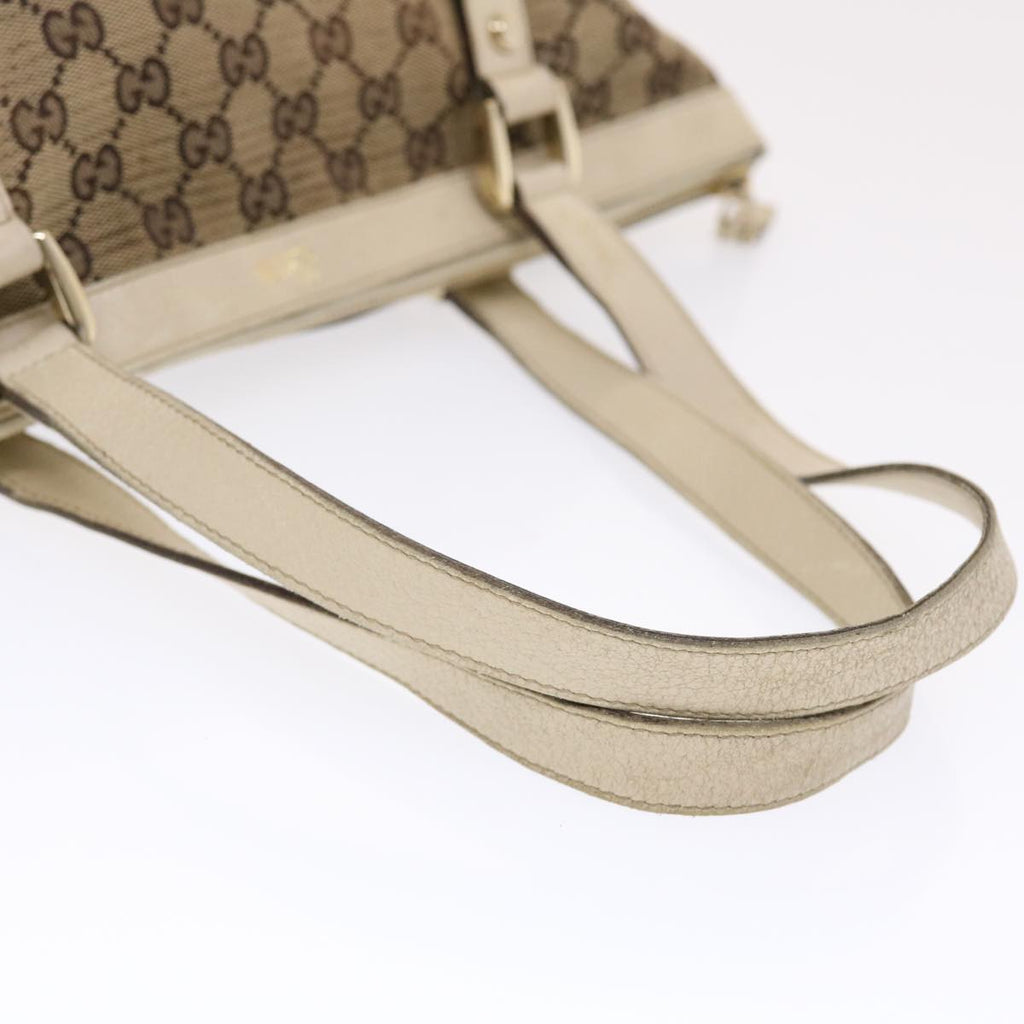 GUCCI GG Canvas Shoulder Bag Leather Beige 141470  49445