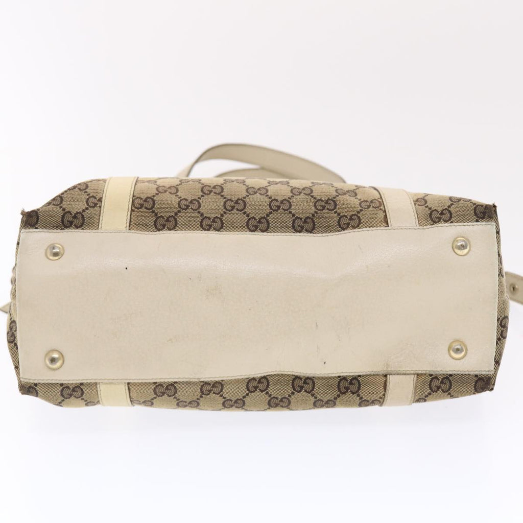 GUCCI GG Canvas Shoulder Bag Leather Beige 141470  49445