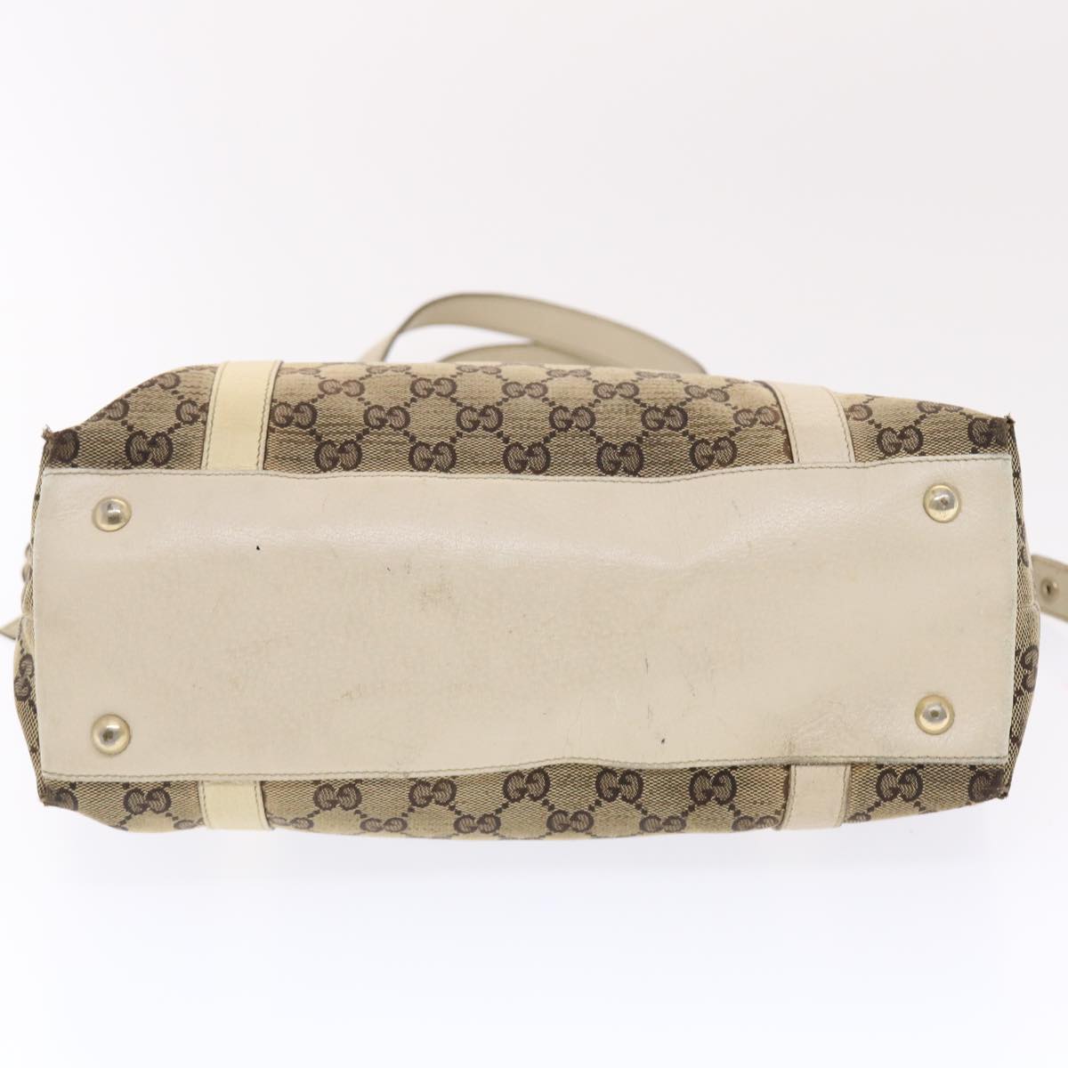 GUCCI GG Canvas Shoulder Bag Leather Beige 141470  49445