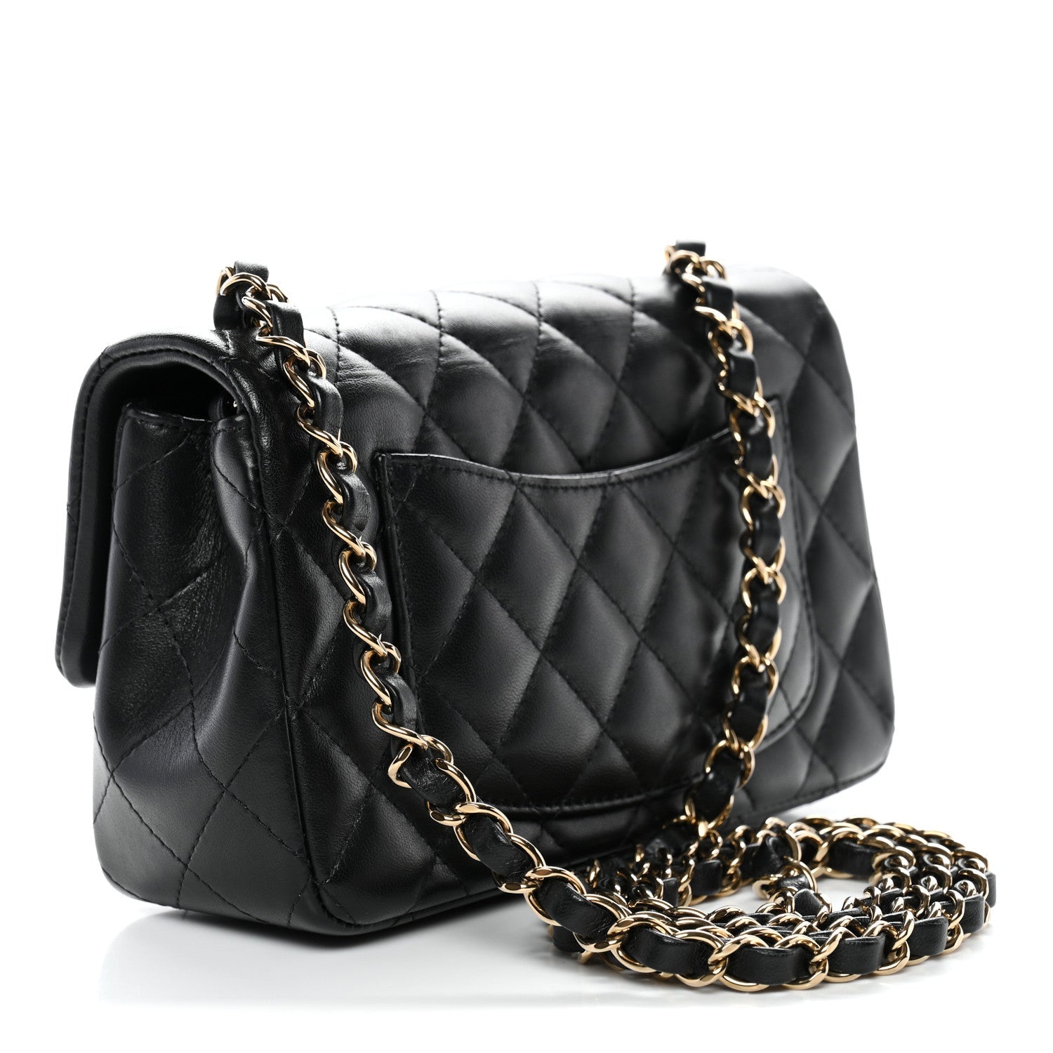 Chanel Lambskin Quilted Mini Rectangular Flap Black