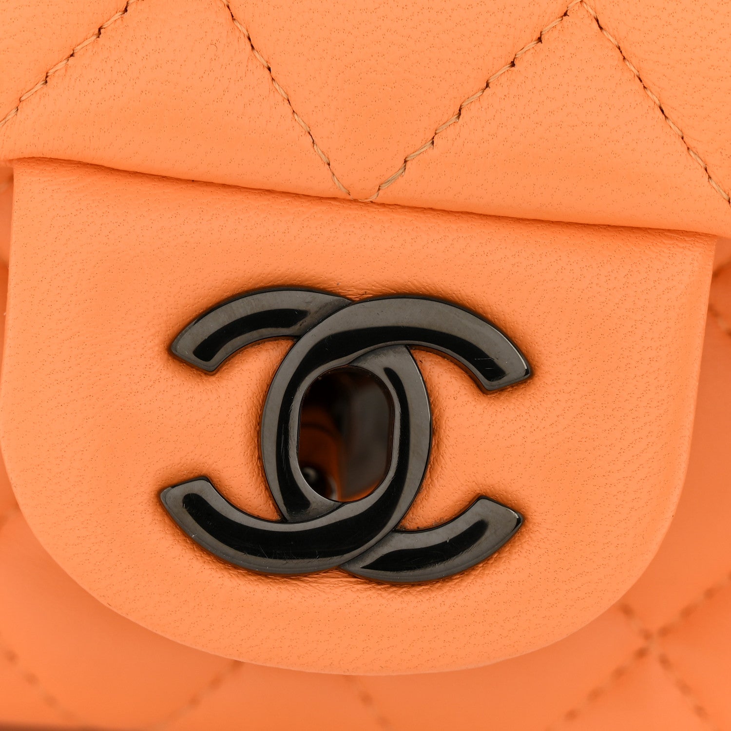 Chanel Lambskin Quilted Mini Rectangular Flap Orange