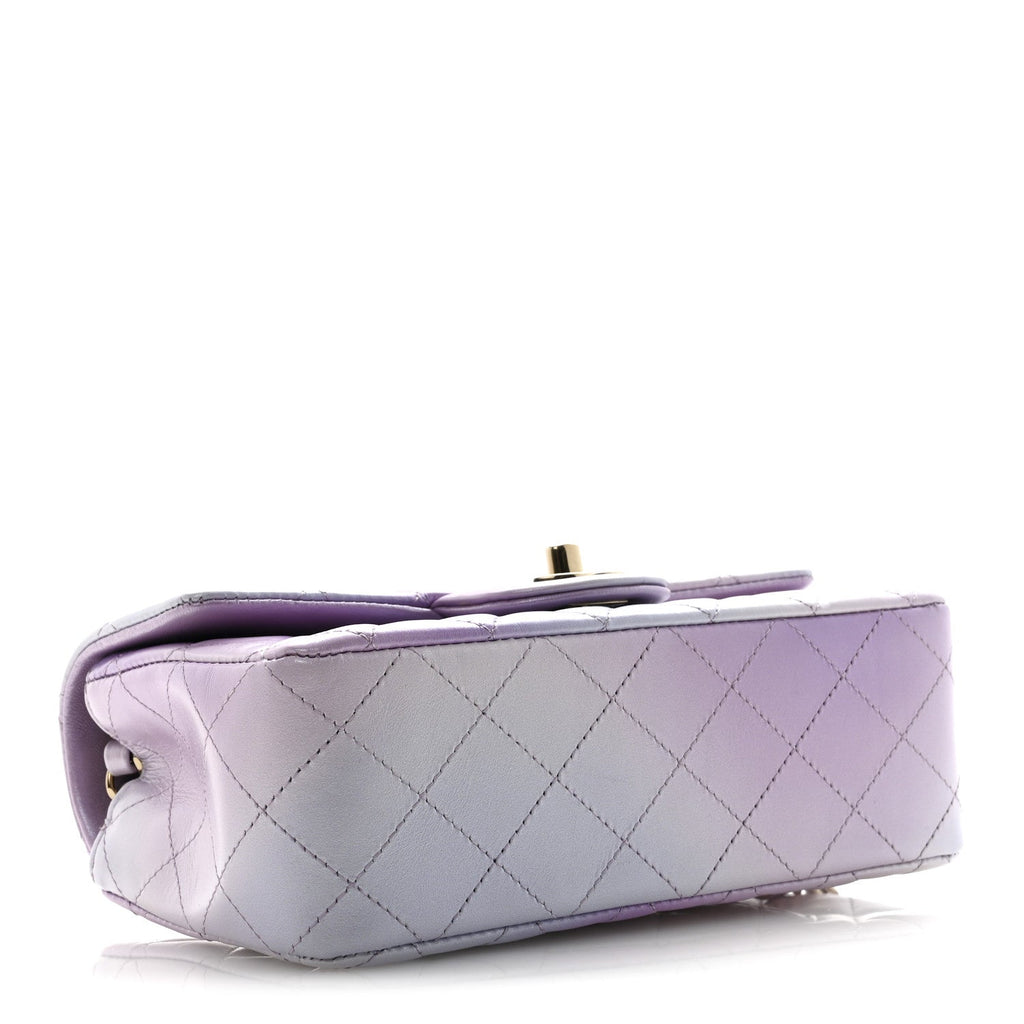 Chanel Calfskin Quilted Mini Cloudy Tie Dye Rectangular Flap Purple Blue Pink