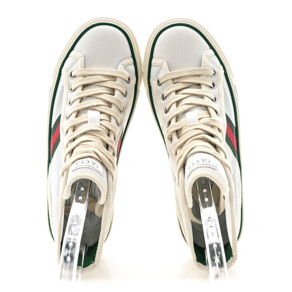 Gucci Mesh Web Womens 1977 Tennis High Top Sneakers 36 Great White Mystic White