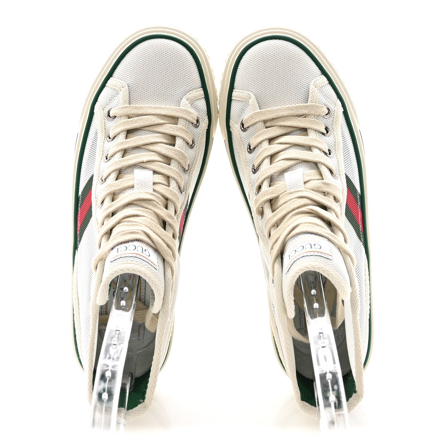 Gucci Mesh Web Womens 1977 Tennis High Top Sneakers 36 Great White Mystic White