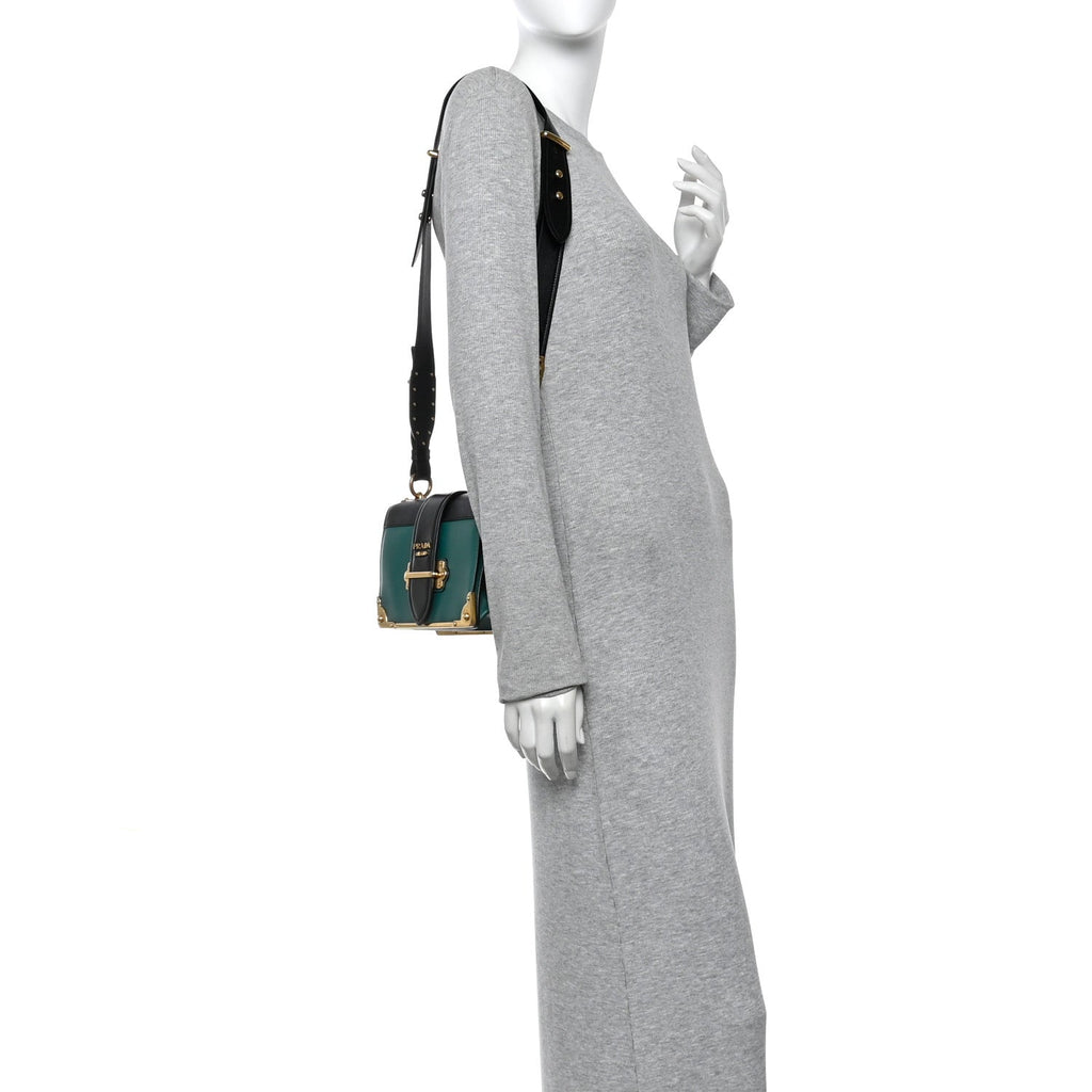 Prada City Calf Saffiano Cahier Bag Biliardo Black