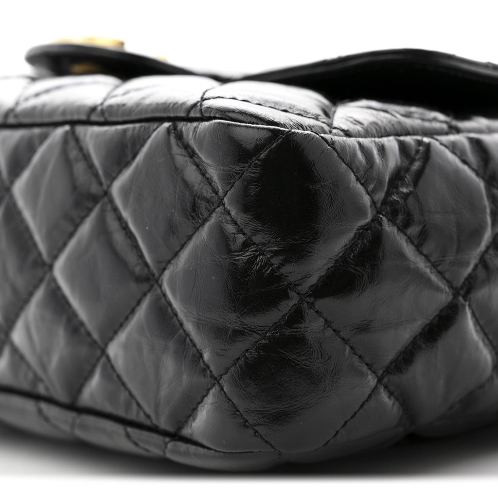 Chanel Shiny Crumpled Calfskin Quilted Wavy CC Hobo Black