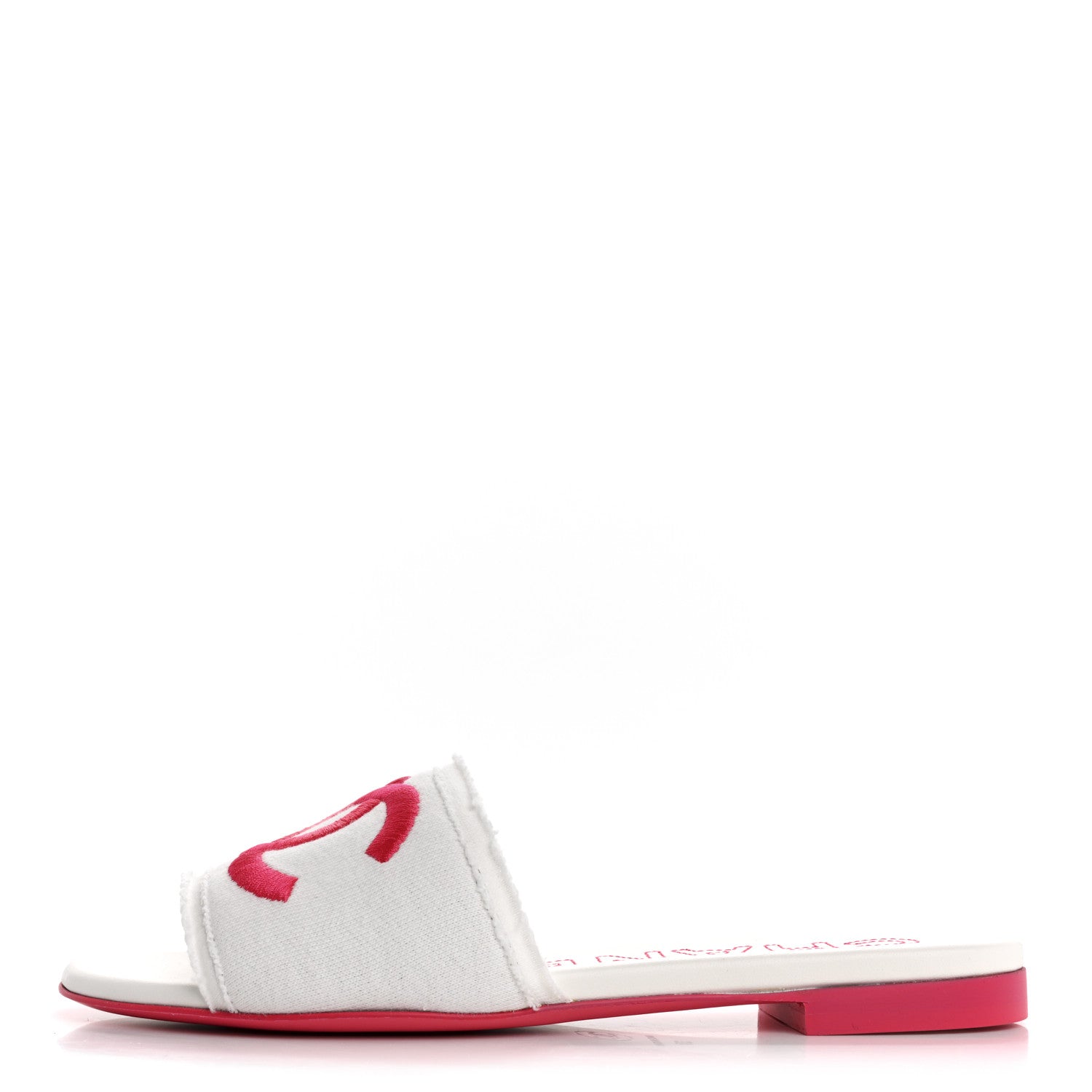 Jersey Knit CC Mules 37 White Fuchsia