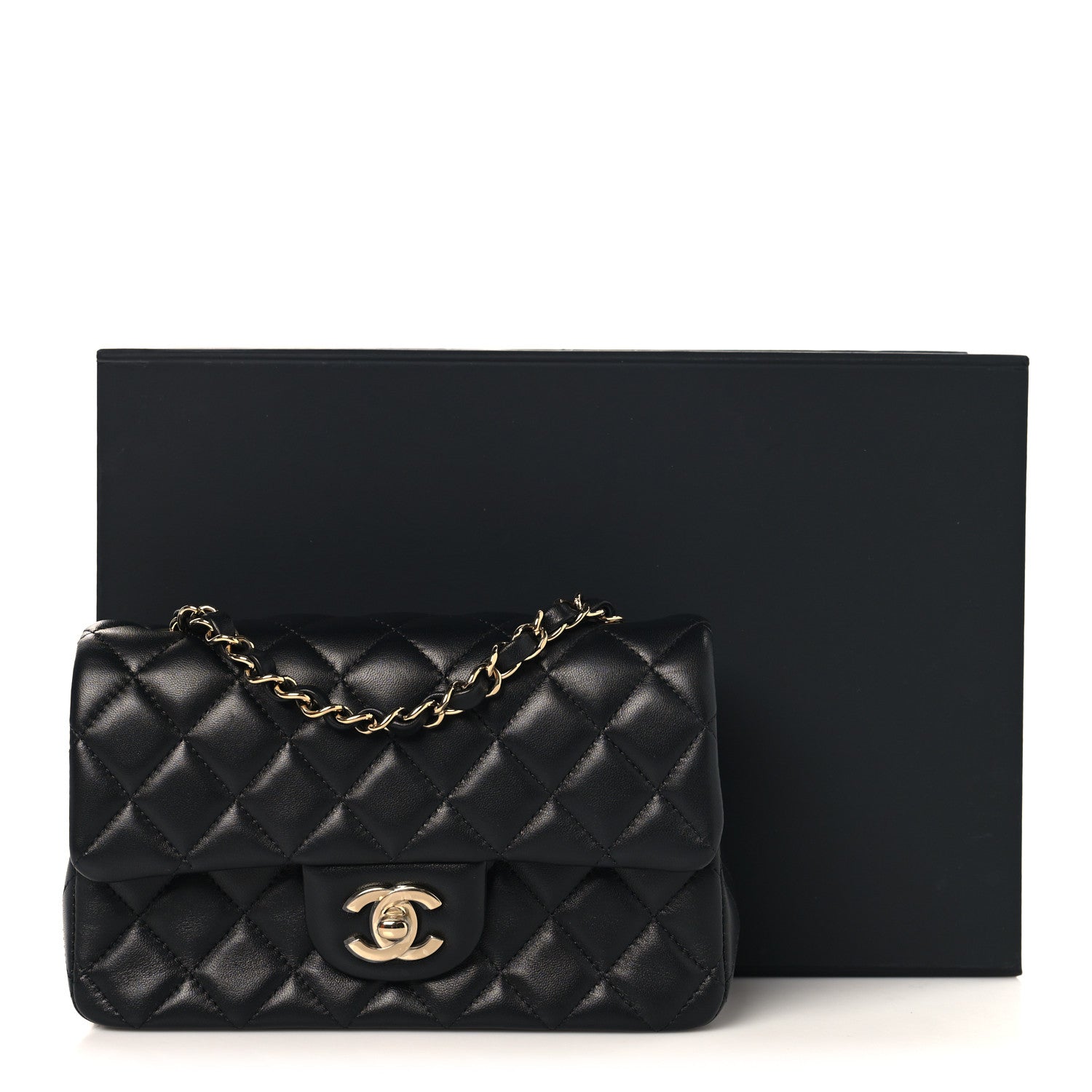 Chanel Lambskin Quilted Mini Rectangular Flap Black