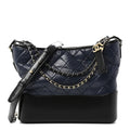 Chanel Aged Calfskin Quilted Medium Gabrielle Hobo Navy Black