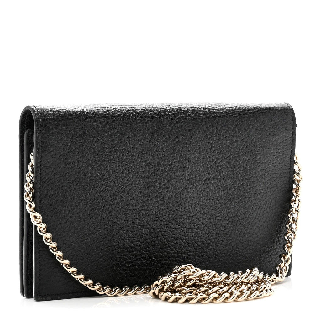 Gucci Dollar Calfskin Medium Betty Chain Wallet Black