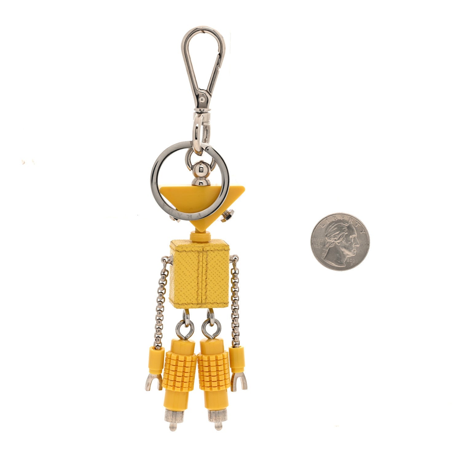 Prada Saffiano Edward Robot Trick Keychain Sunny Yellow